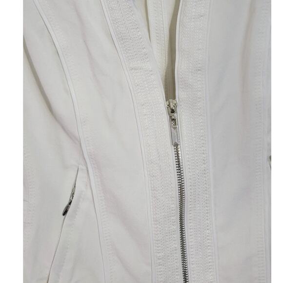 White House Black Market Jacket Womens Size 6 White Zip Up Classic Sleek NWOT - Picture 3 of 12